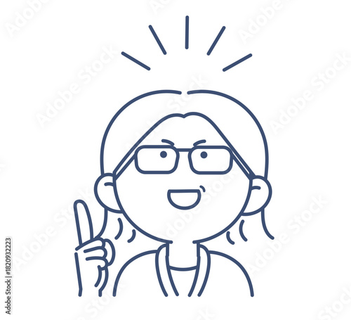 ひらめく40代ビジネスウーマンのイラスト　煽りアングル