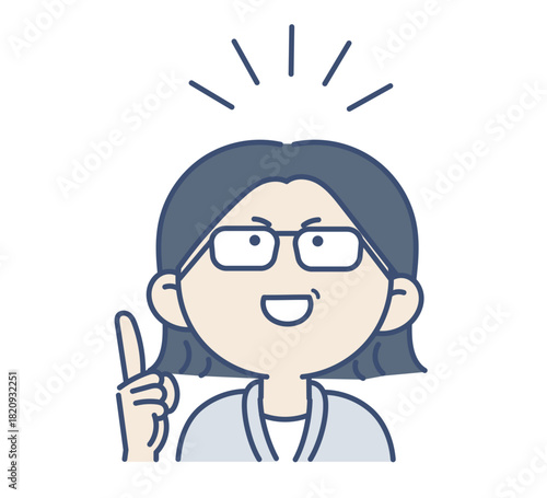 ひらめく40代ビジネスウーマンのイラスト　煽りアングル