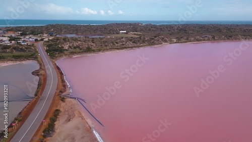Wallpaper Mural Aerial footage of the iconic Pink Lake in Perth, Western Australia. Torontodigital.ca