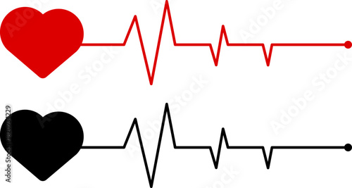 Red and black heartbeat ekg line graphics