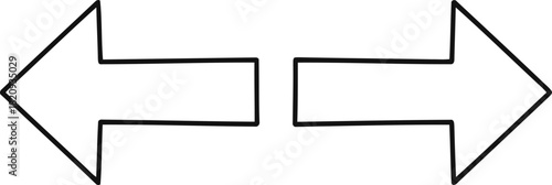 Two arrows pointing in opposite directions, left and right