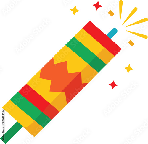 Vibrant firecracker igniting with colorful sparks vector graphic