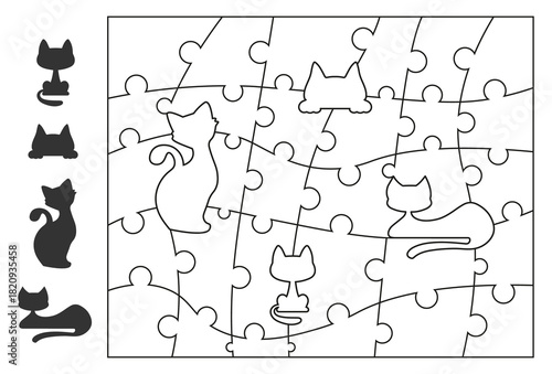 Vector file of puzzle 34 pieces. The puzzle has interesting combinations with cat figures.
This is for you if you want to surprise your children...
You can use this file to create physical products.