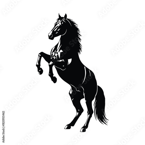 Powerful Prancing Horse Illustration - Majestic Animal Vector Graphic