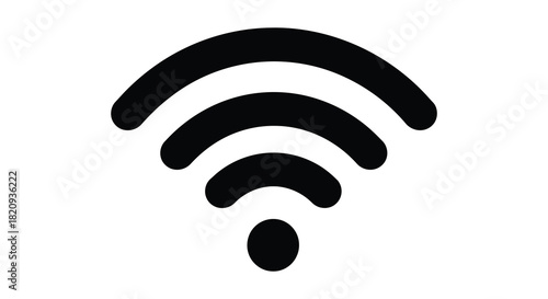 Abstract wifi signal icon with curved lines in silhouette