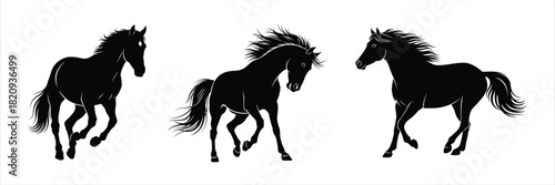 Galloping Horses Silhouette Illustration Set