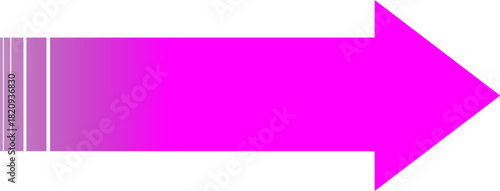 A vibrant fuchsia arrow pointing to the right with a striped gradient tail on a white background.