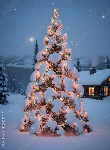 christmas tree in the snow