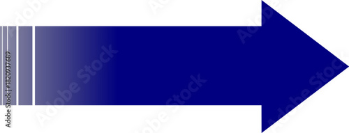 A bold blue arrow pointing to the right with a gradient tail effect on a white background.