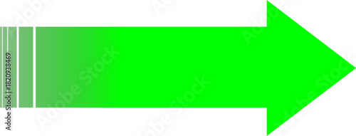 A vibrant green arrow pointing to the right with a gradient tail on a white background.