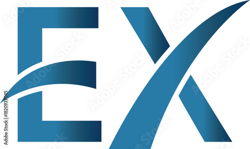 Dynamic Blue EX Monogram Logo with Gradient and Swoosh