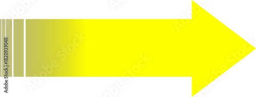 A bright yellow arrow pointing to the right with a gradient tail effect on a plain white background.