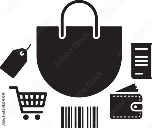 Shop till you drop retail shopping spree icons