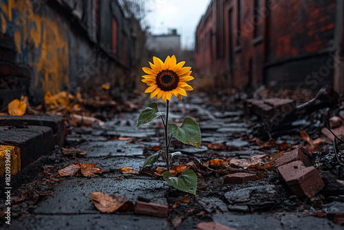 Fototapeta Naklejka Na Ścianę i Meble -  Urban street in sharp focus showing insect behavior in the city, generative ai