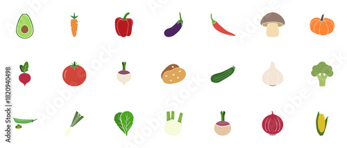 Set of vegetables SVG Icons Set