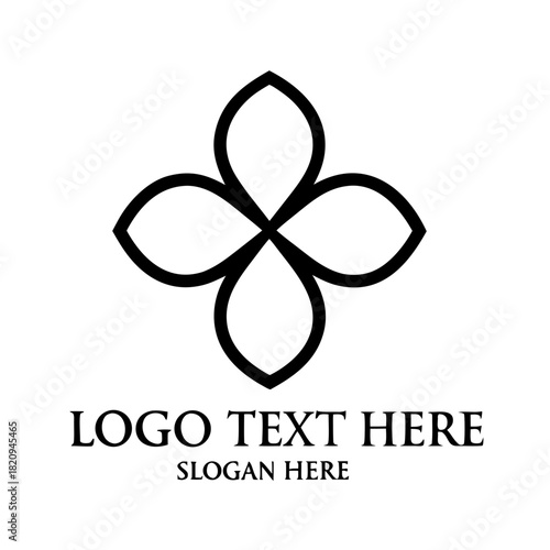 Elegant four petal flower logo design with placeholder text icon