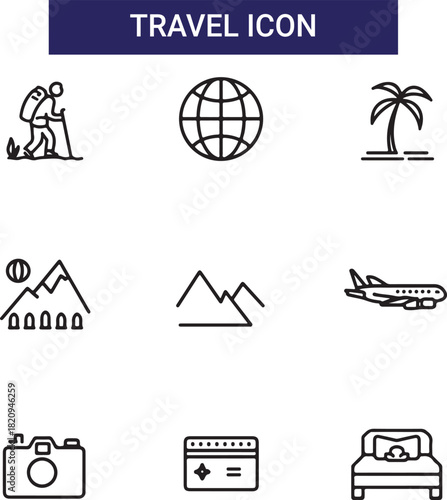 Travel and tourism line icons collection. Big UI icon set in a flat design.
