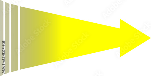 A stylized yellow arrow with a color gradient pointing to the right, isolated on a white background.