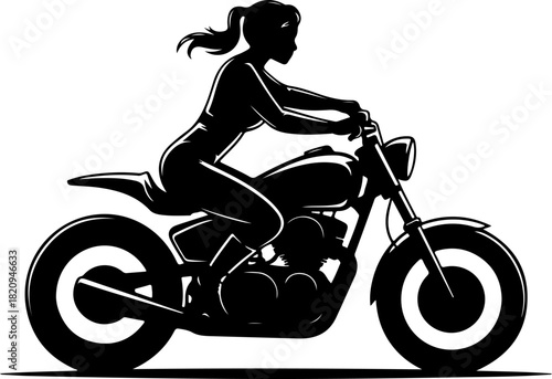 woman preparing to ride a motor love tree with heart silhouette vector illustration