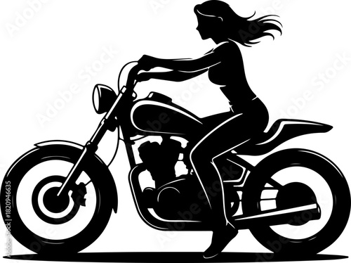 woman preparing to ride a motor love tree with heart silhouette vector illustration