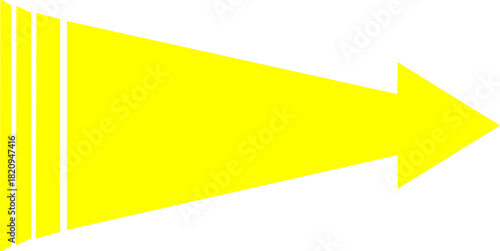 A vibrant yellow arrow with a segmented tail pointing to the right, isolated on a white background.