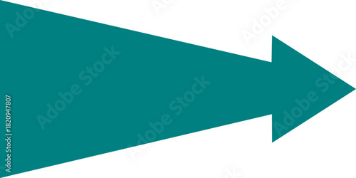 A simple solid teal arrow pointing directly to the right on a plain white background.