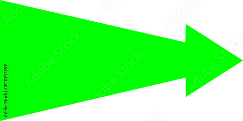 A bold, bright green arrow pointing to the right, isolated on a white background.