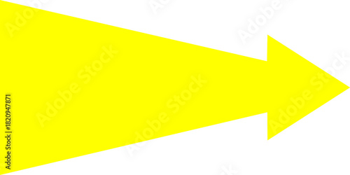 A simple, bright yellow arrow pointing to the right, isolated on a plain white background.