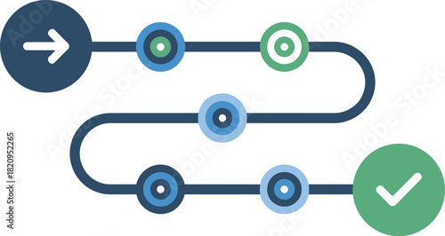 Conceptual Illustration of a Process A Detailed Roadmap with Checkmarks and Directional Arrows