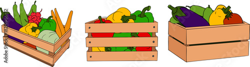 A vibrant and detailed set of colorful realistic vector illustrations depicting various elements of a modern farming and agricultural business.