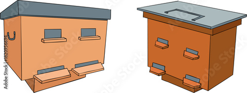 A vibrant and detailed set of colorful realistic vector illustrations depicting various elements of a modern farming and agricultural business.