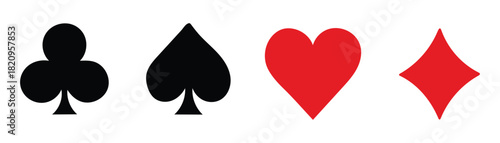 Set of Four Basic Playing Cards Suit Symbols for Design