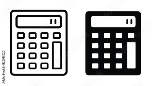 Black and Line Calculator Icon Vector Illustration on Transparent Background