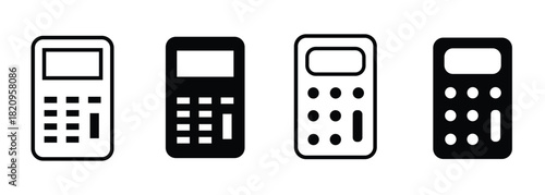 Calculator Line Art Symbol for Mathematical Operations and Financial Calculation