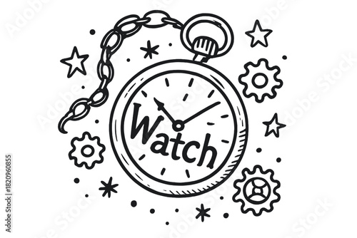 Clock with the word watch written on it