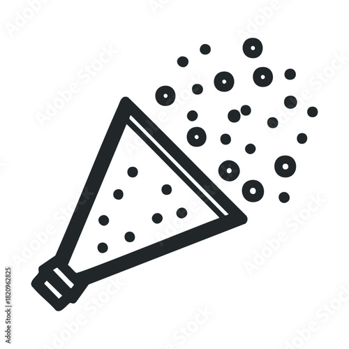 Simple graphic of a confetti cannon shooting out bubbles.