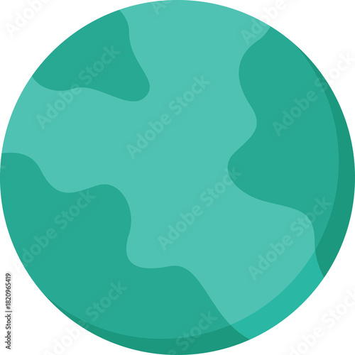 Abstract Teal Planet Globe With Swirling Continents And Oceans Simple Circular Icon With Transparent Background Isolated Vector Illustration