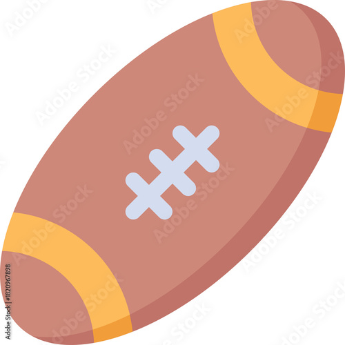 American Football Ball Brown and Orange Smooth Texture Studio Shot Isolated on Transparent Background