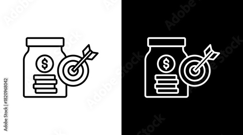 Savings Goal White Icon Set Design