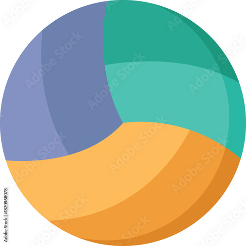 Abstract Graphic Design Sphere With Three Color Segments Blue Teal and Orange Distinct Panels Intersecting Clean Modern Illustration