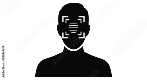 Facial recognition scan on human silhouette with target design silhouette