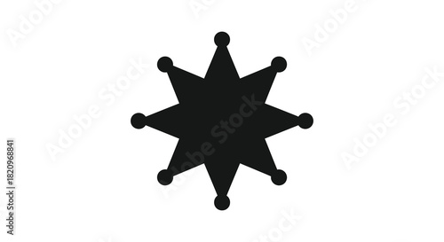 Sheriff star badge icon in black silhouette style on white background silhouette