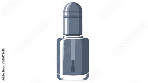 A gray nail polish bottle with a ribbed cap