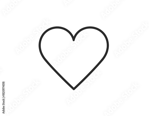 A simple, outlined heart shape centered against a white background with clean, minimalistic lines