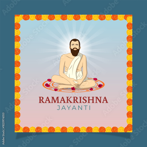 Vector illustration concept of Sri Ramakrishna Paramahamsa Jayanti