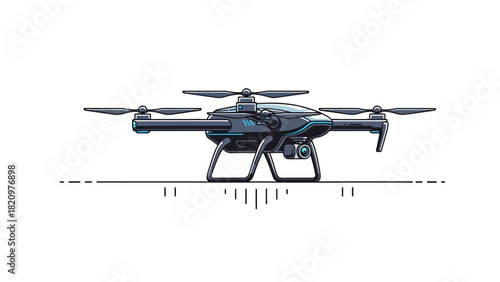 A pixel art drone with four rotors and a camera