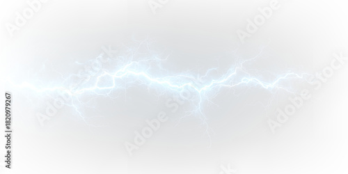 Bright blue glowing electric strike flash power thunder effect. PNG