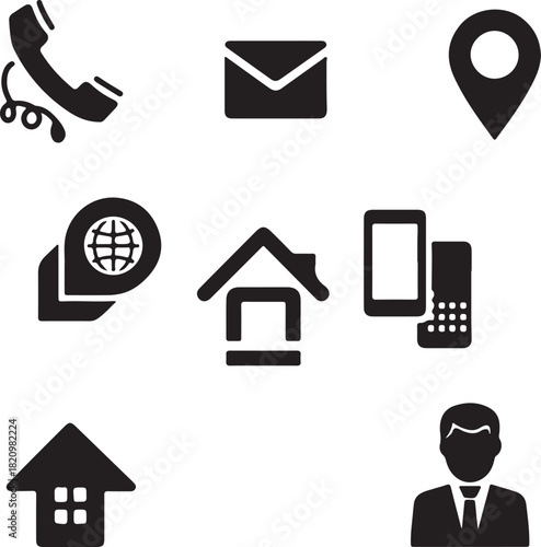 business icons set, contact communication concepts 
