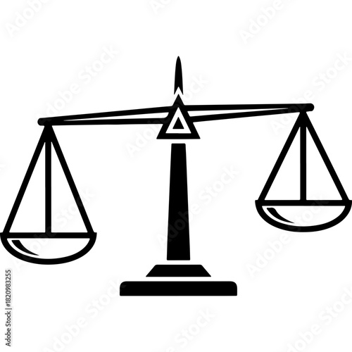 Woodcut Style Vector Scales of Justice Icon for Human Rights Day, Equality, and Law Symbol. Balance and Fair Judgment Concept.