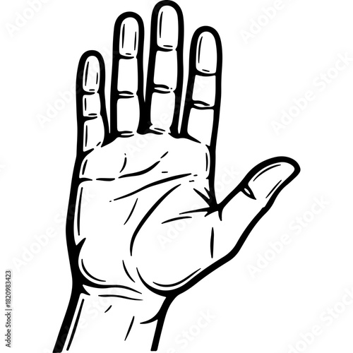 Woodcut Style Vector Illustration of an Open Human Hand for Human Rights Day, symbolizing justice, equality, freedom, and protest